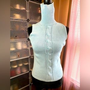 Light Blue Sleeveless Turtleneck Sweater